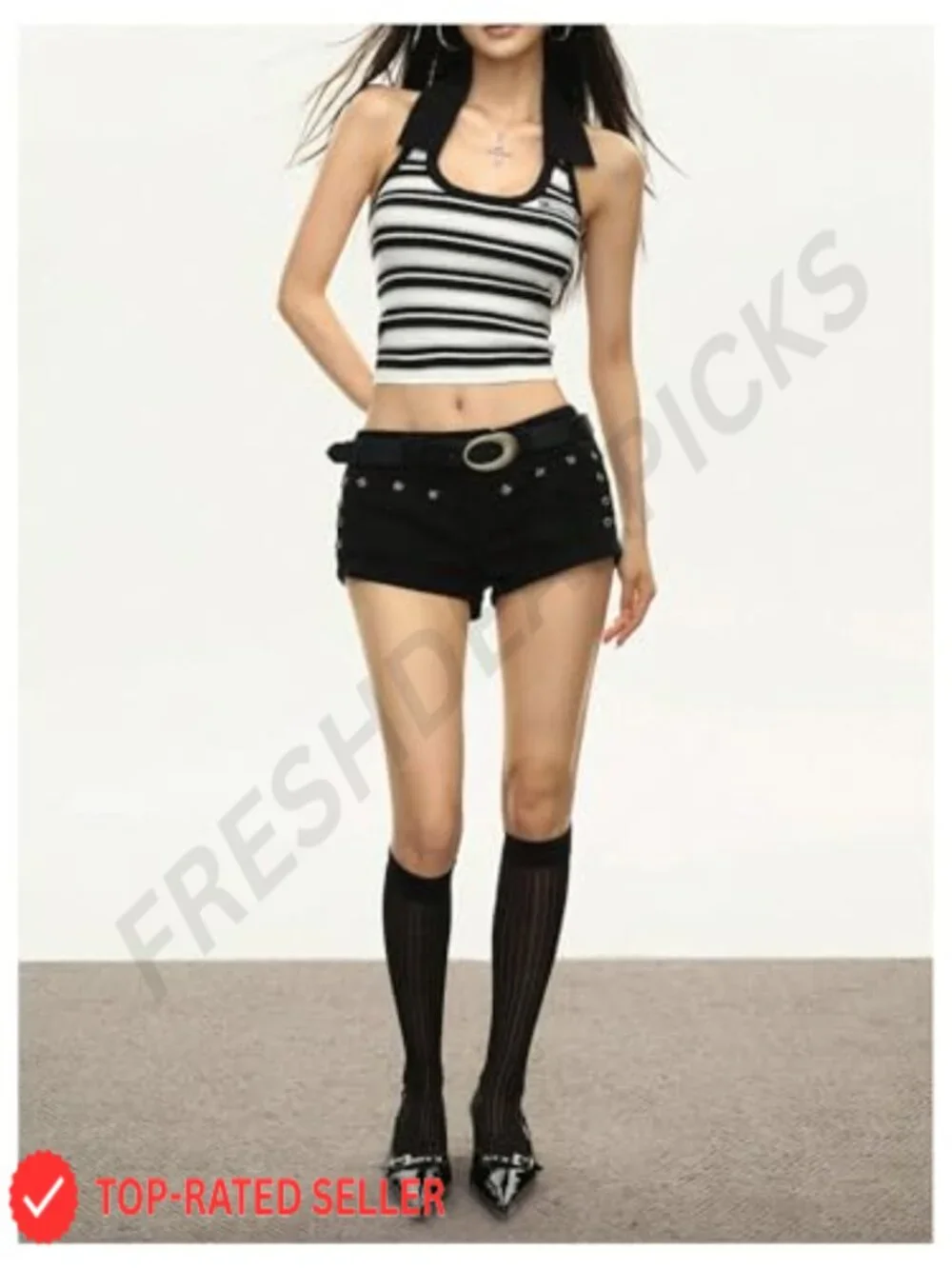Y2K Punk Grommet Eyelet Jean Shorts Low Rise Rave Club Mini Denim Shorts
